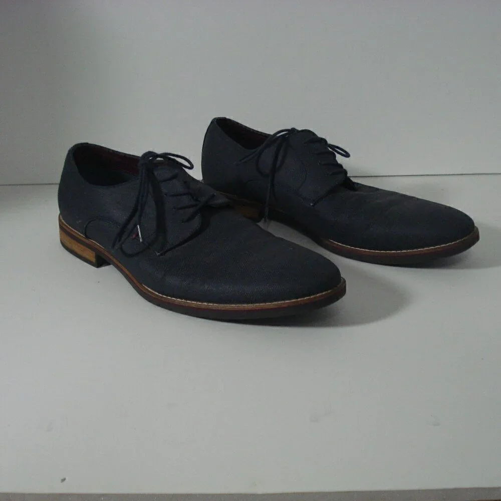 Call It Spring Shoes Oxford Men's Size 12 Blue Almond Toe Textured Canvas